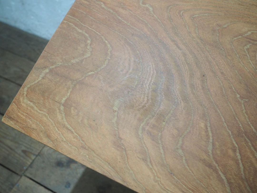 1236 ②古い木と鉄脚のテーブル　デスク　作業台　リメイク　レトロ　ビンテージ