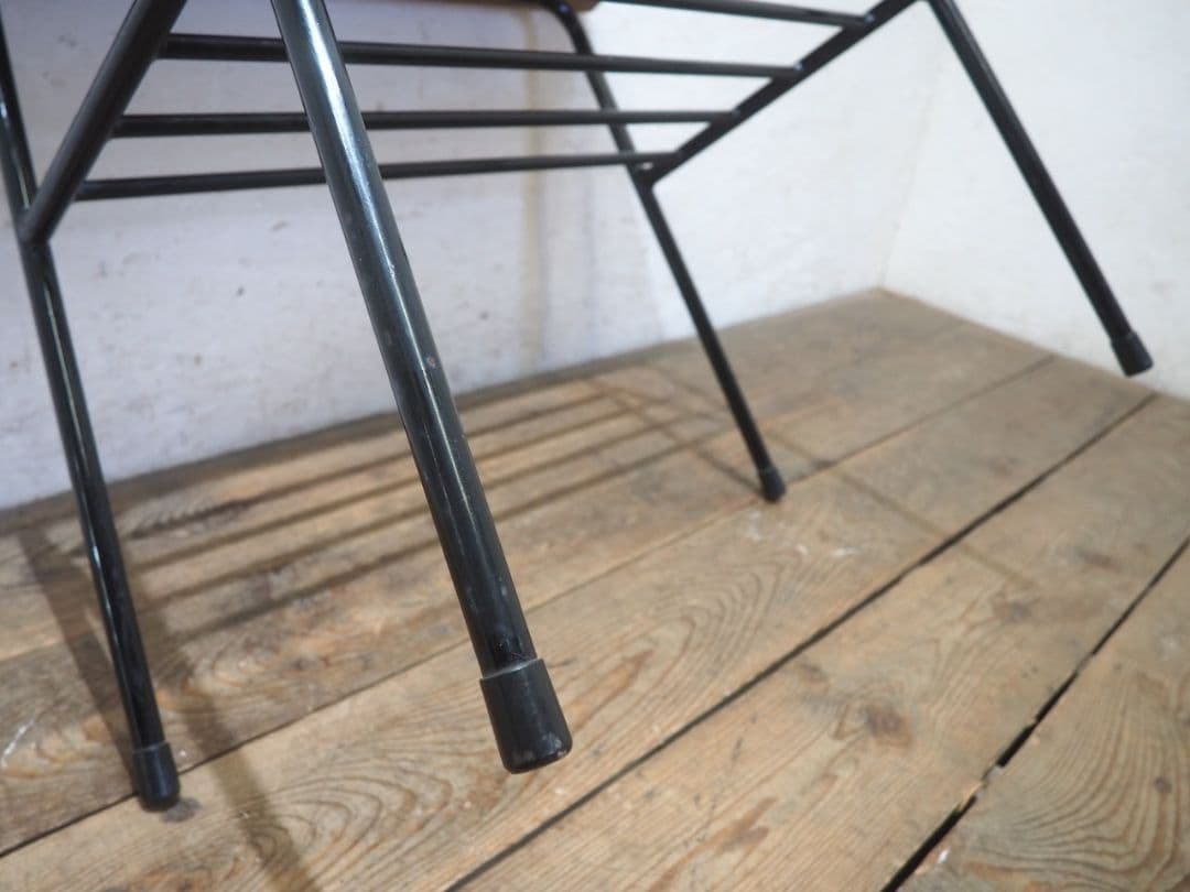 1236 ②古い木と鉄脚のテーブル　デスク　作業台　リメイク　レトロ　ビンテージ