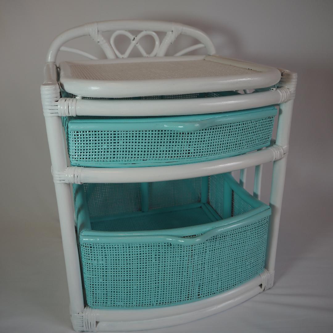 ヴィンテージ Tiffany 鏡台 ドレッサー ラタン 籐 チェスト 昭和レトロ