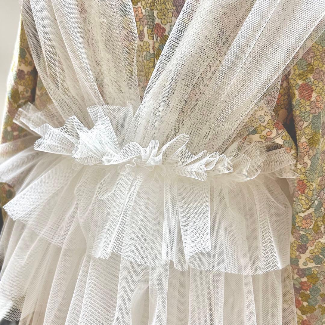 被布エプロン【スノーホワイト】チュール被布　被布ドレス　七五三　3歳着物