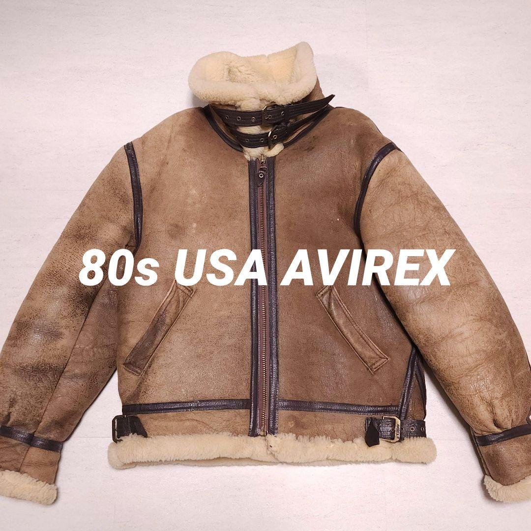 80s USA製 AVIREX TYPE B-3 B3 極厚 リアルムートンジ