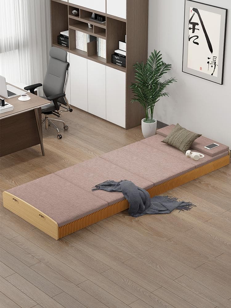 ペーパー折りたたみベッド幅60㎝高さ33㎝組立不要 マットレス付き 一人暮らし