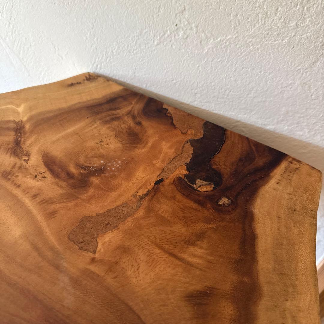 一枚板 アカシア 切り株型コーヒーテーブル アイアン脚付き