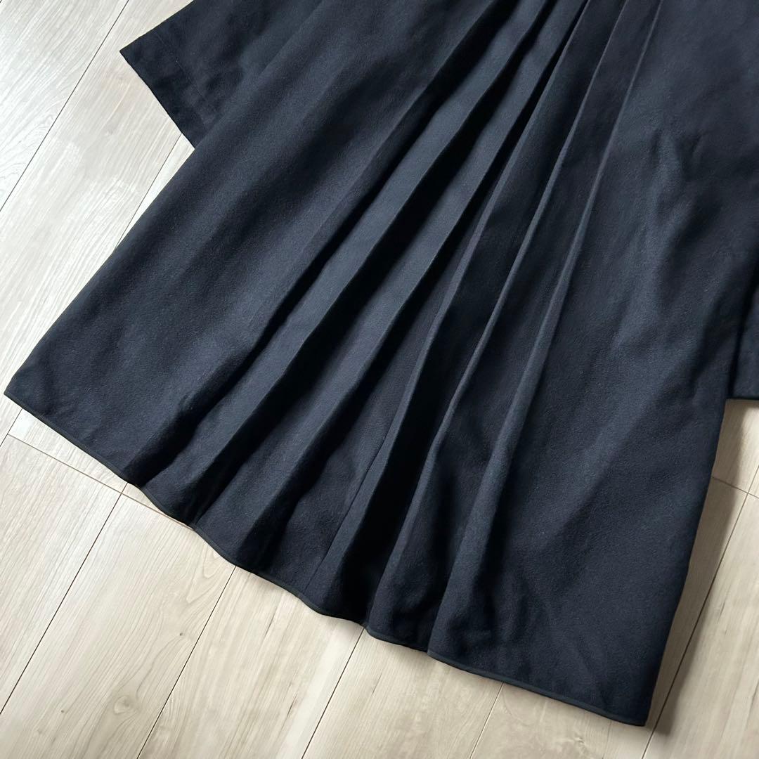 未使用タグ付き＊ヤブヤム YAB-YUM メルトン 黒 バックプリーツコート