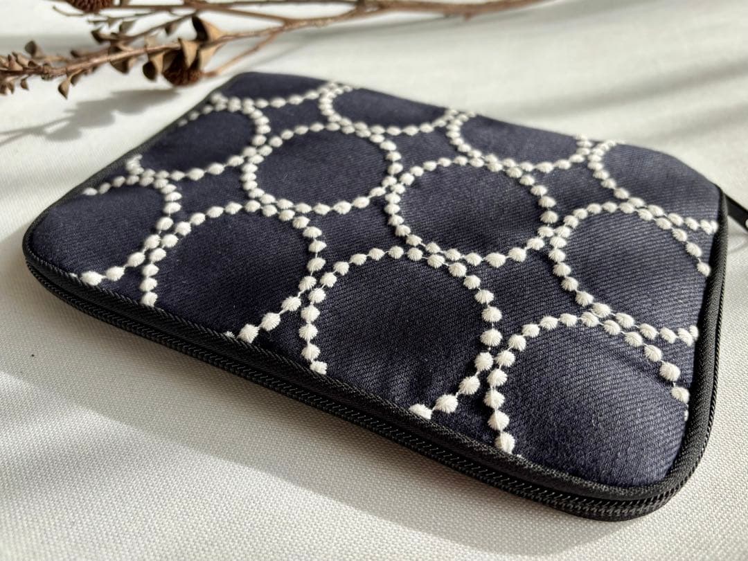 【マルチケース】ミナペルホネン タンバリン navy × white ネイビー