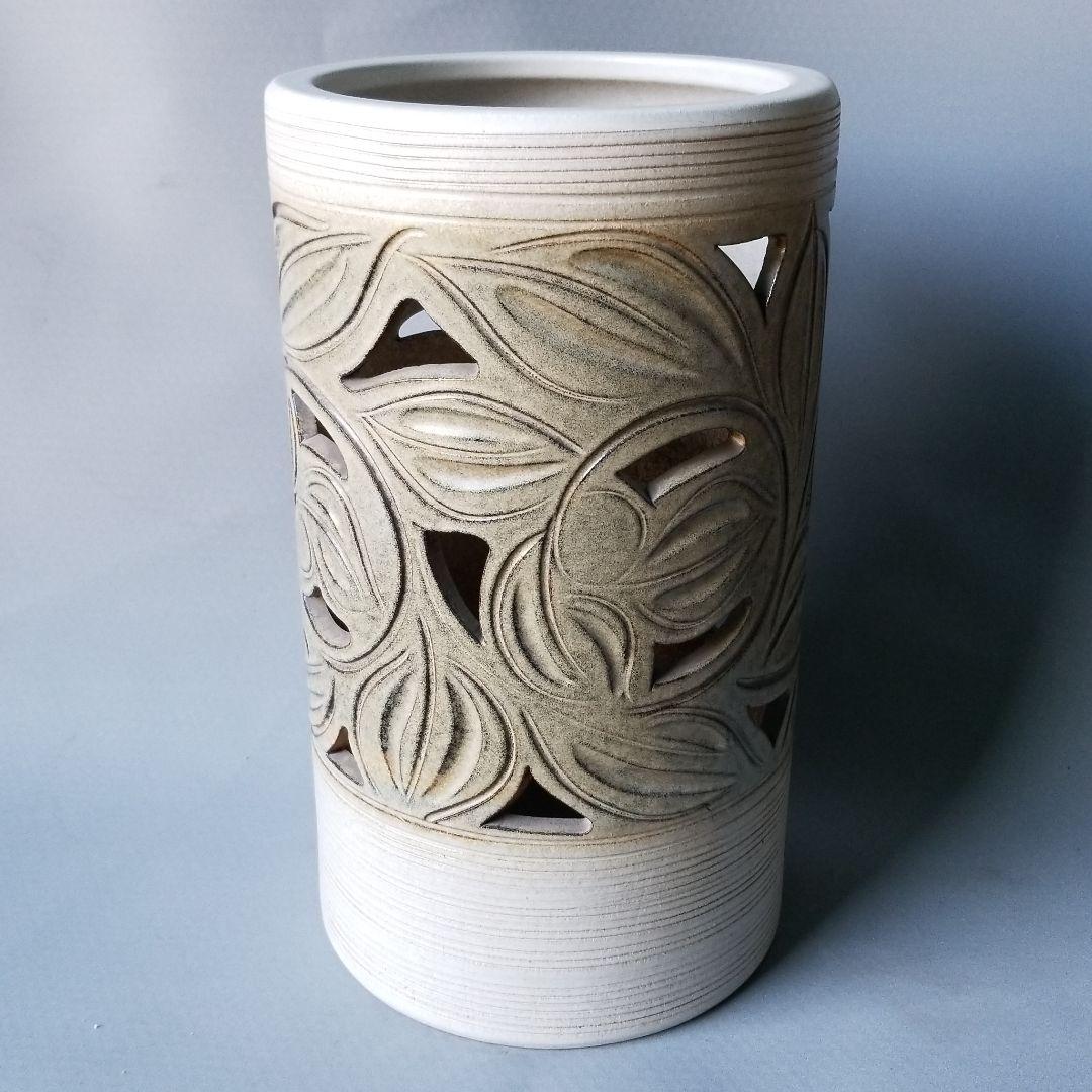 信楽焼傘立て  露から草 高さ４５cm