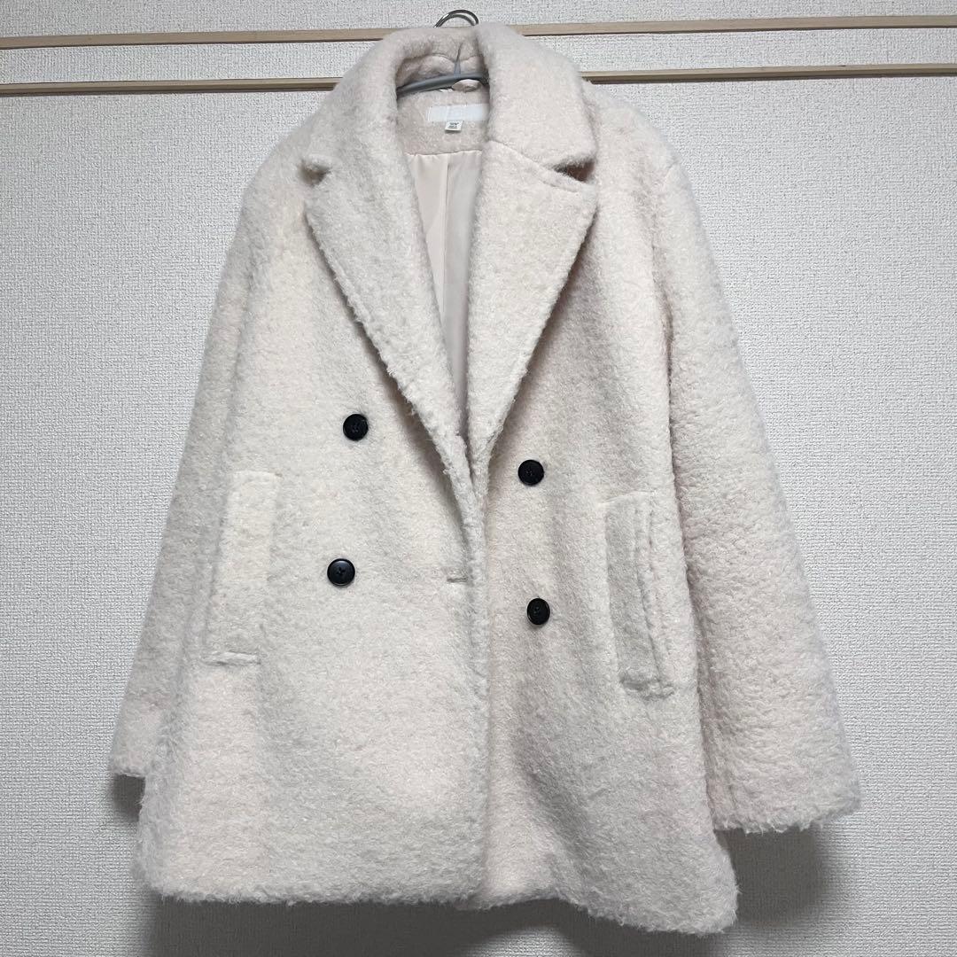 ZARA ブークレダブルブレストミディ丈コート XS