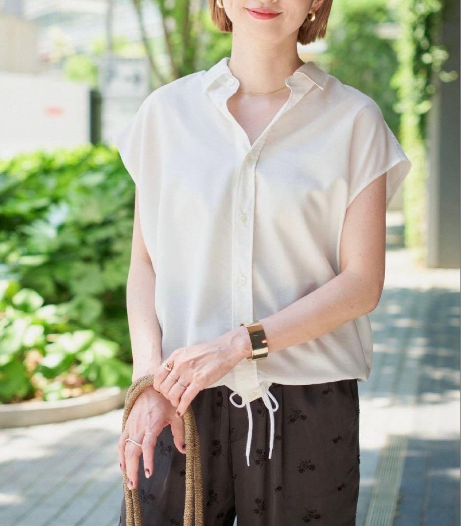 ⭐︎Spick and Span⭐︎ソフトブロードフレンチヘムギャザーシャツ　白