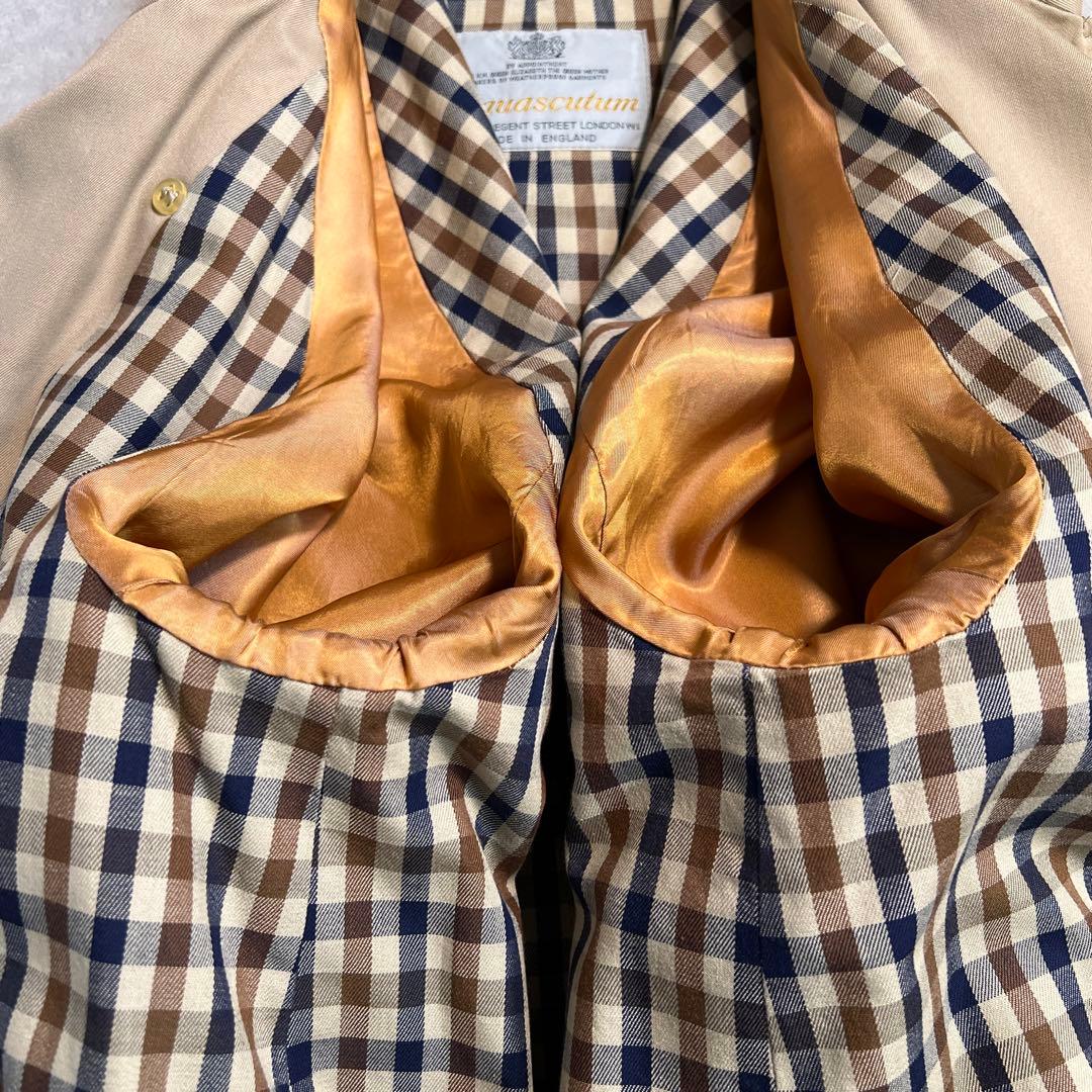 【美品】80s 英国製 アクアスキュータム ダブルトレンチコート 36S