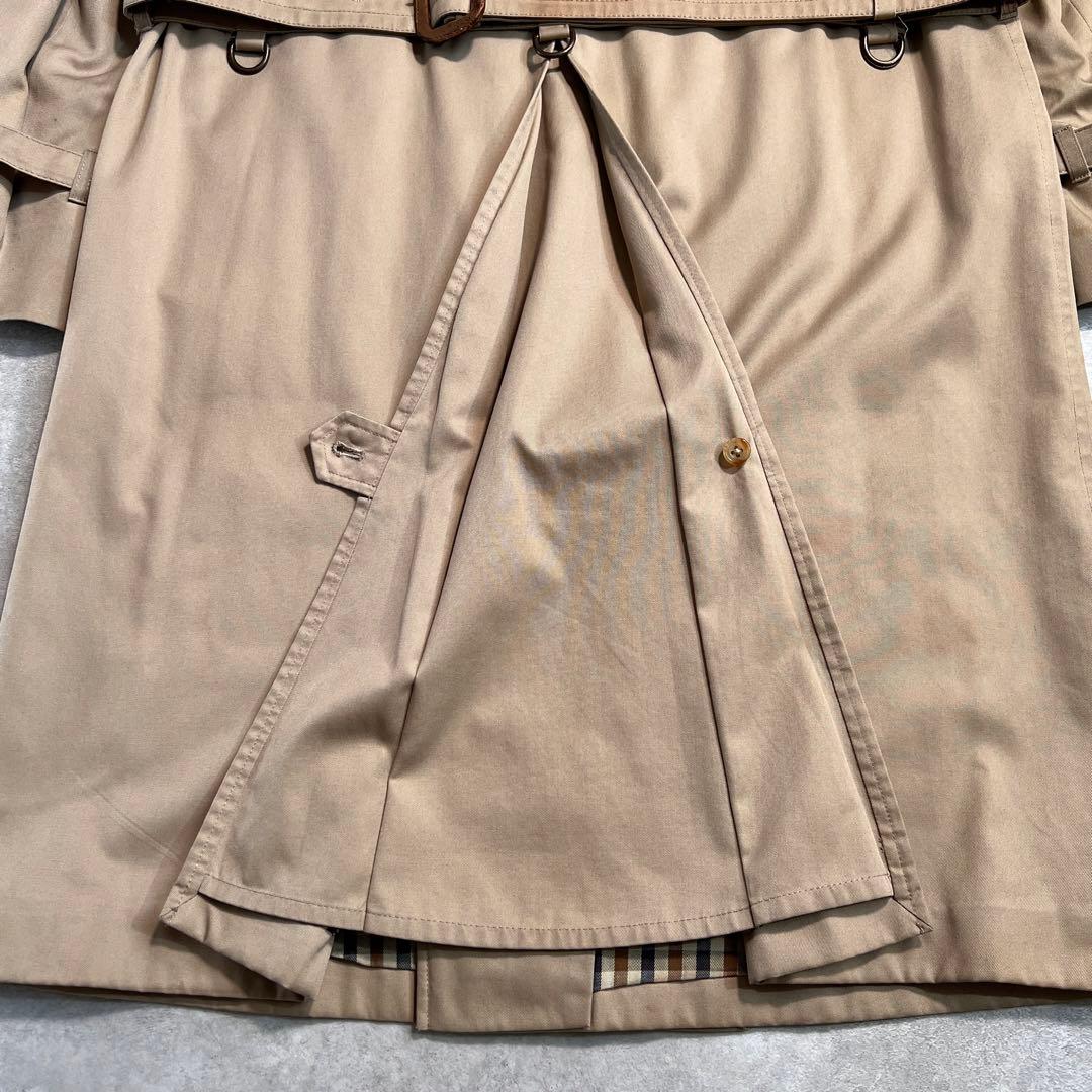 【美品】80s 英国製 アクアスキュータム ダブルトレンチコート 36S