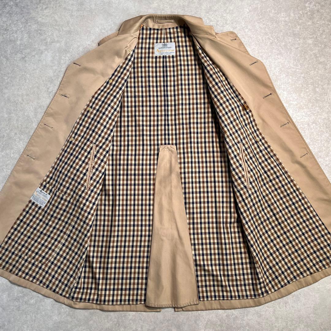 【美品】80s 英国製 アクアスキュータム ダブルトレンチコート 36S