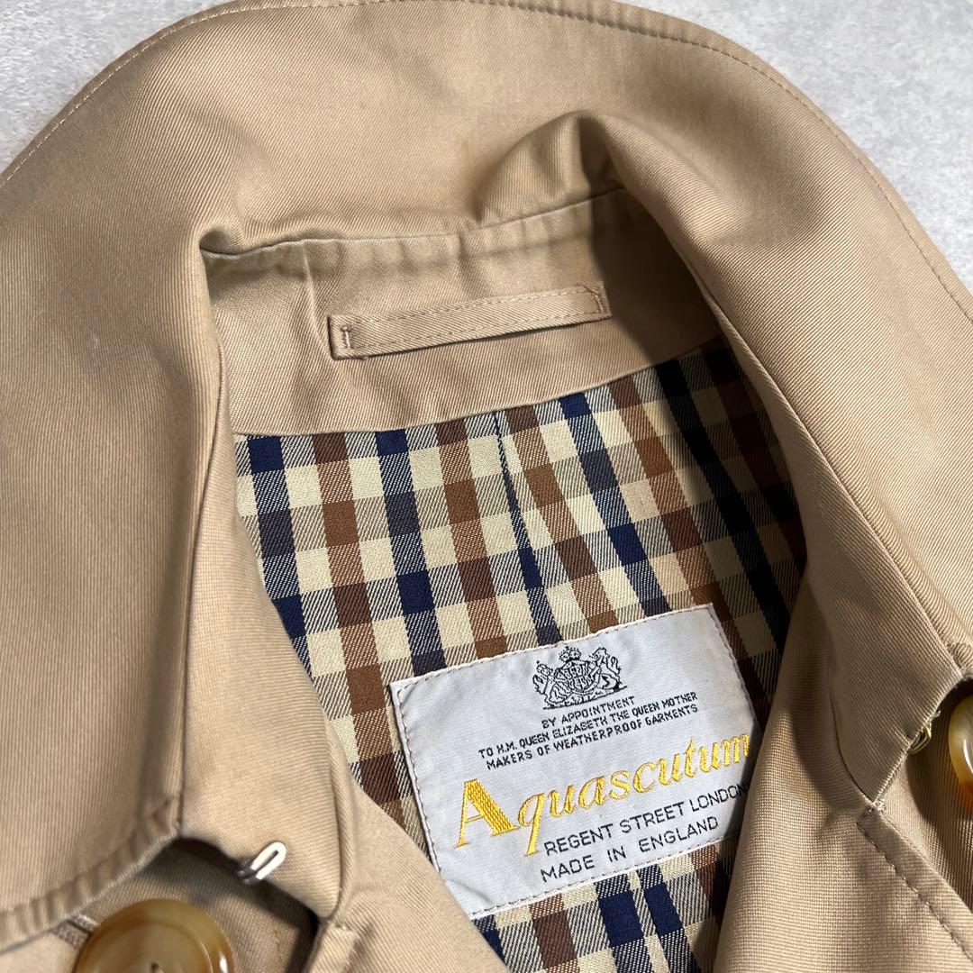 【美品】80s 英国製 アクアスキュータム ダブルトレンチコート 36S