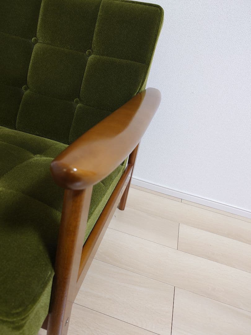 カリモク60 Kチェア1シーターモケットグリーン ①