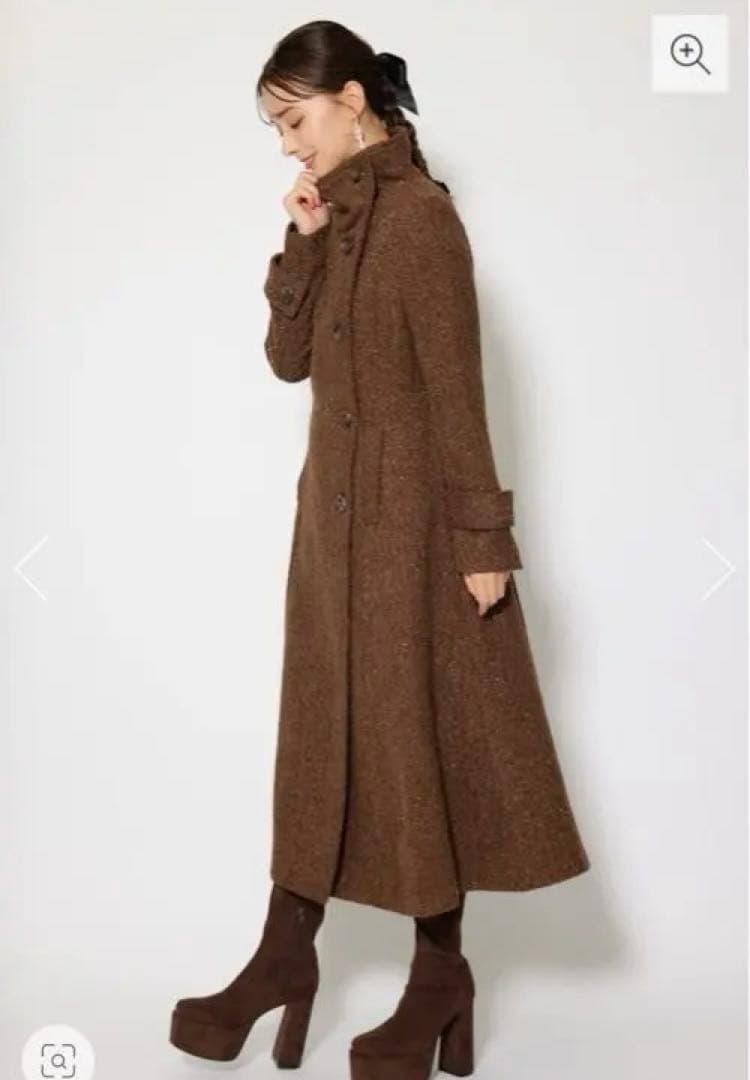 rienda コート 25オーバーネックシンデレララインコート マルチ ブラウン