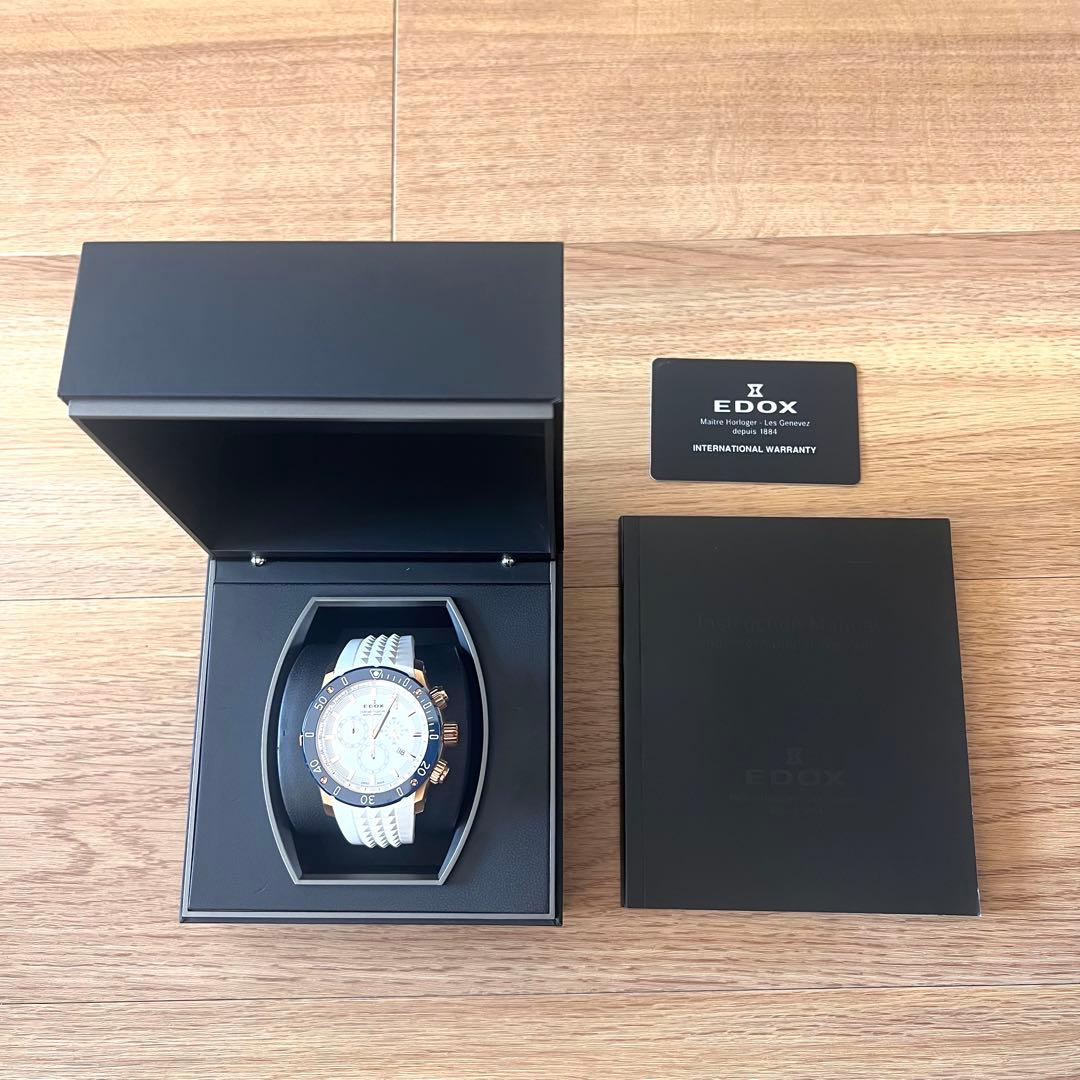 【100本限定】EDOX クロノオフショア1 クロノグラフメンズ クォーツ 白