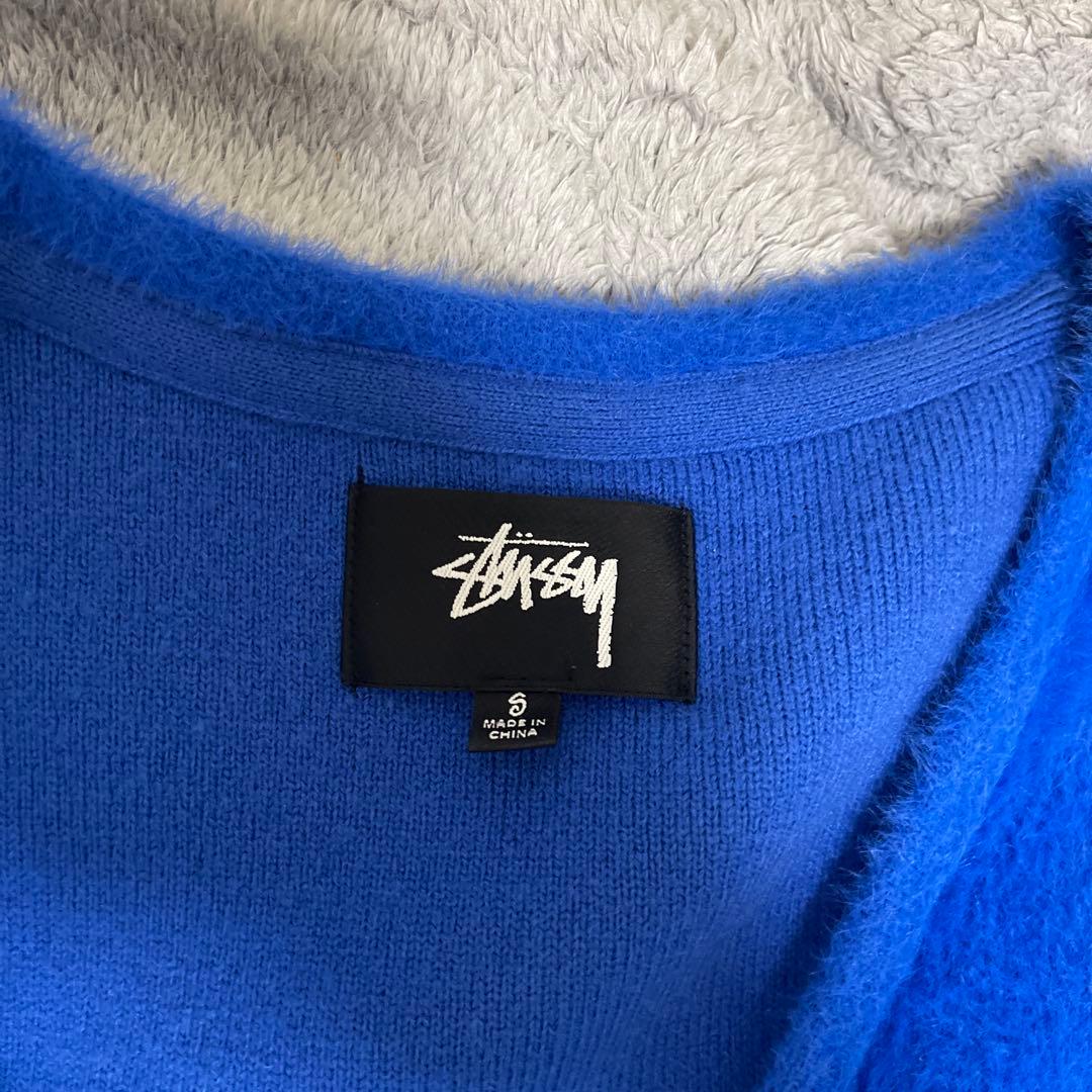トップス stussy shaggy cardigan blue