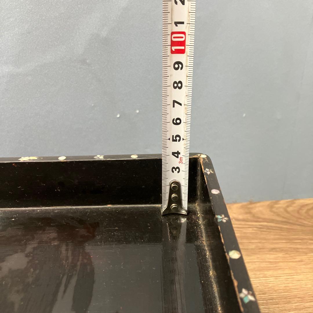 E-3 骨董 アンティーク 螺鈿細工 漆塗 五段重箱 風景人物図 天然木 時代物