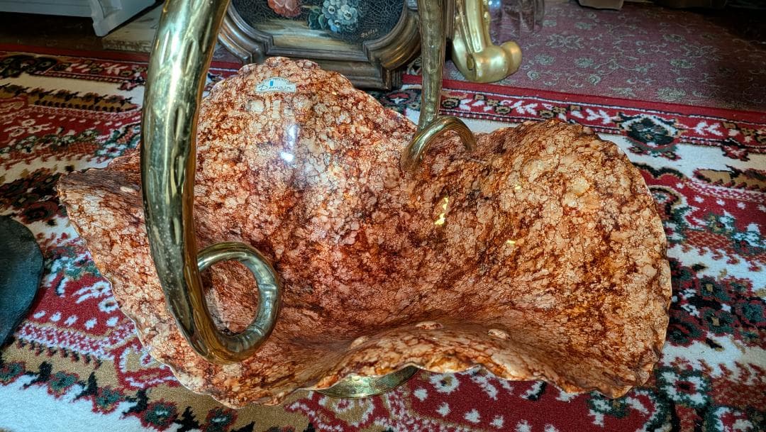 イタリア～★ドマン フルーツバスケット 花器 オブジェ／金属製