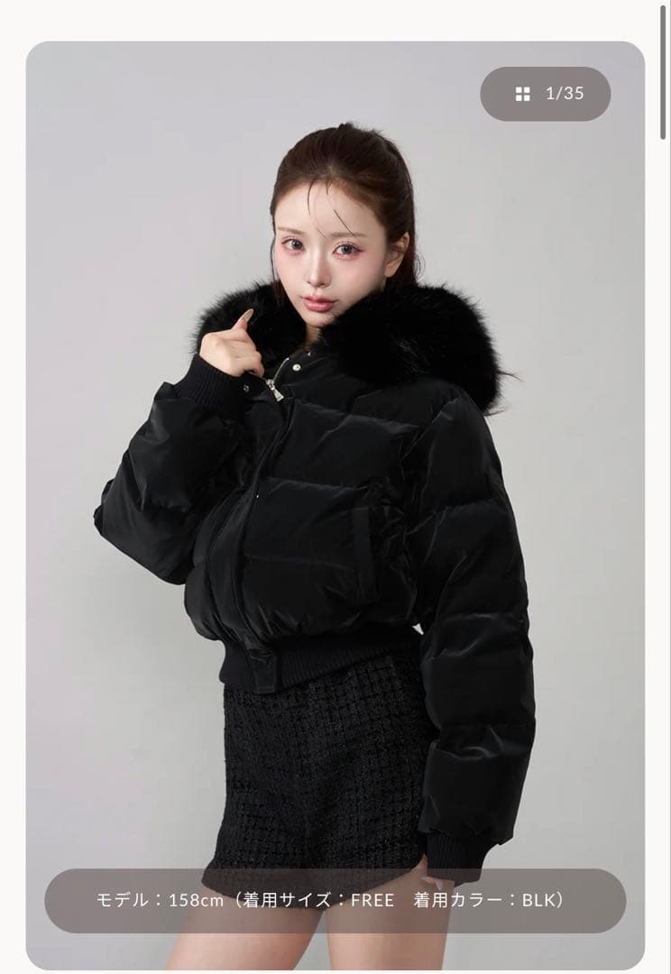 Darich 2025年 レディショートダウンジャケット 黒