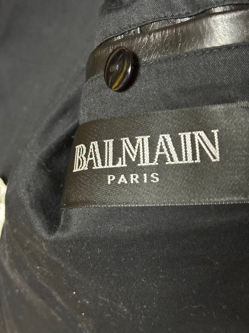 バルマンBALMAIN 黒レザーライダースジャケット サイズ52