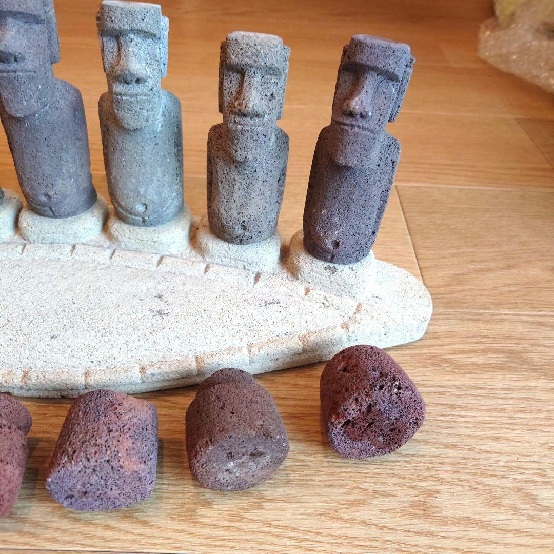 イースター島のモアイ像 置物7体＆台座