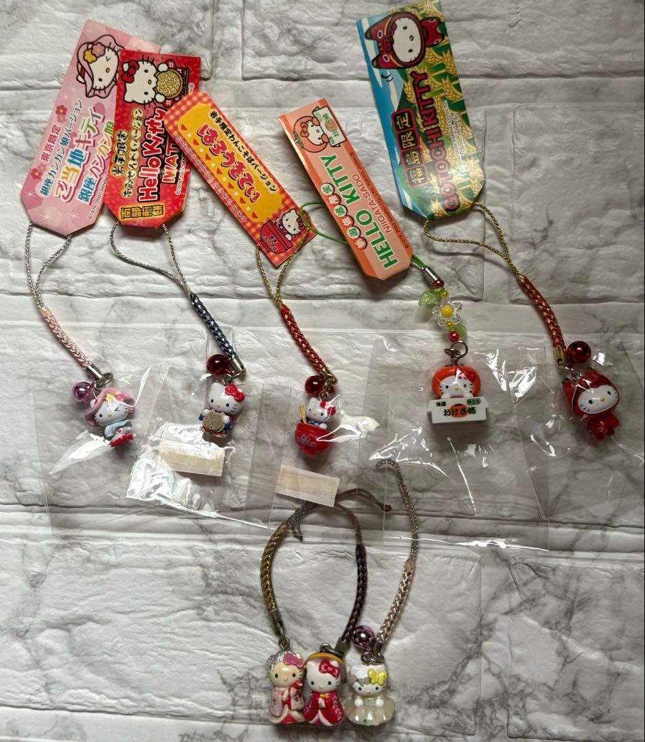 ご当地ストラップ　ハローキティ　銀座カンカン娘　岩手　福島　新潟　その他