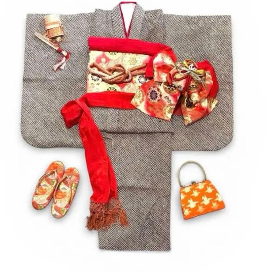 g*m様 七五三　正絹　総絞り　黒　グレー　7歳　フルセット　作り帯　オシャレ