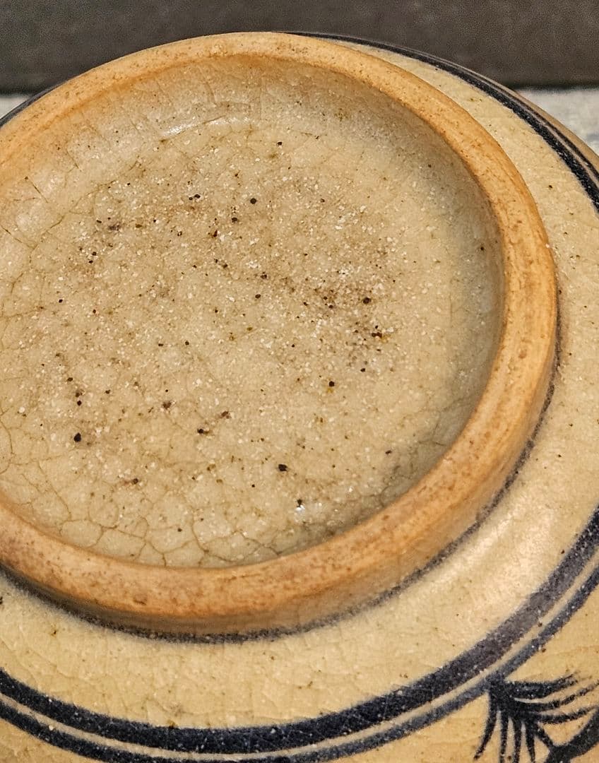 17〜18世紀　中国古陶磁器　南方系　古安南　安南染付　海老に藻の図　茶碗茶道具