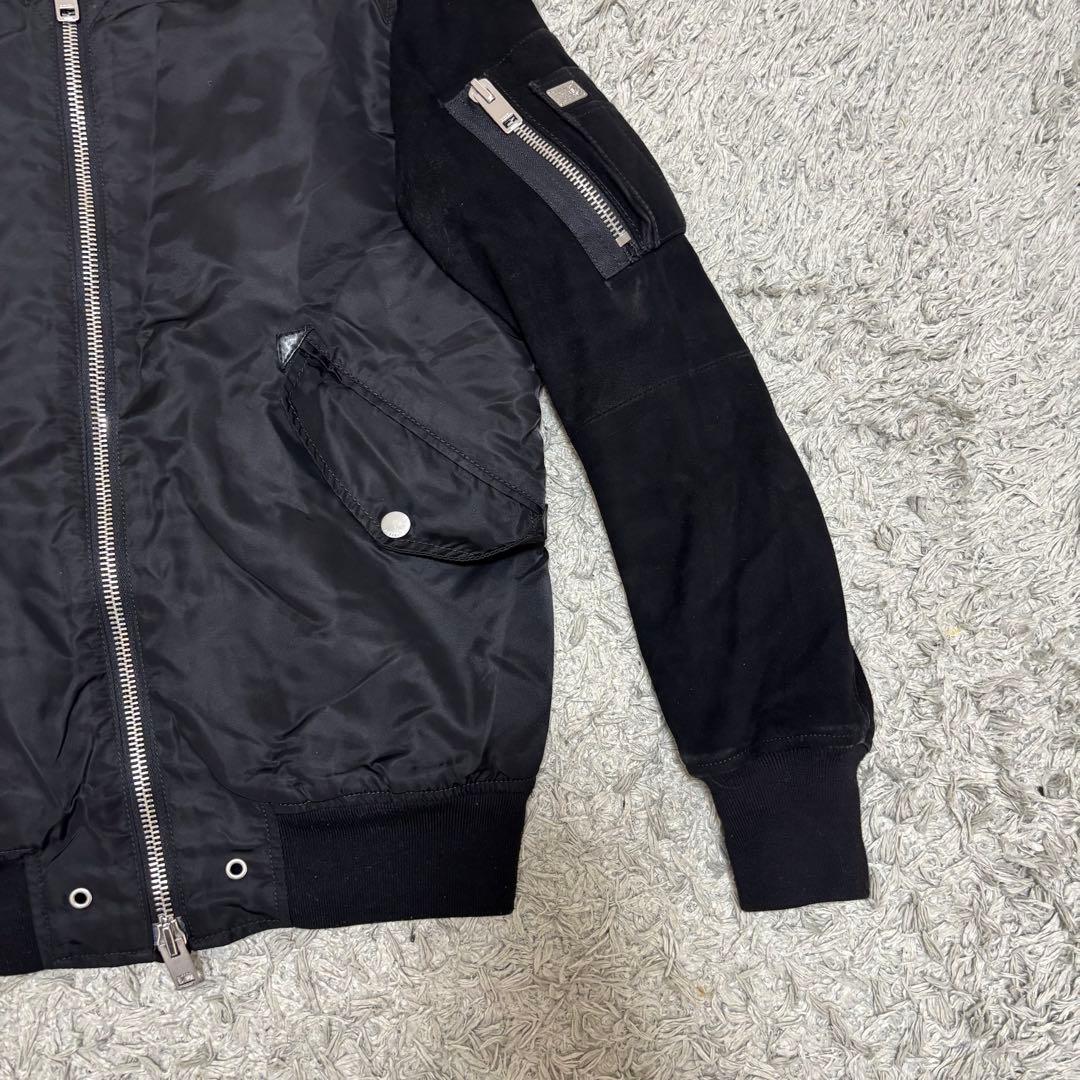 ディーゼル　DIESEL MA-1 切替ボンバージャケット 革　ブラック　S