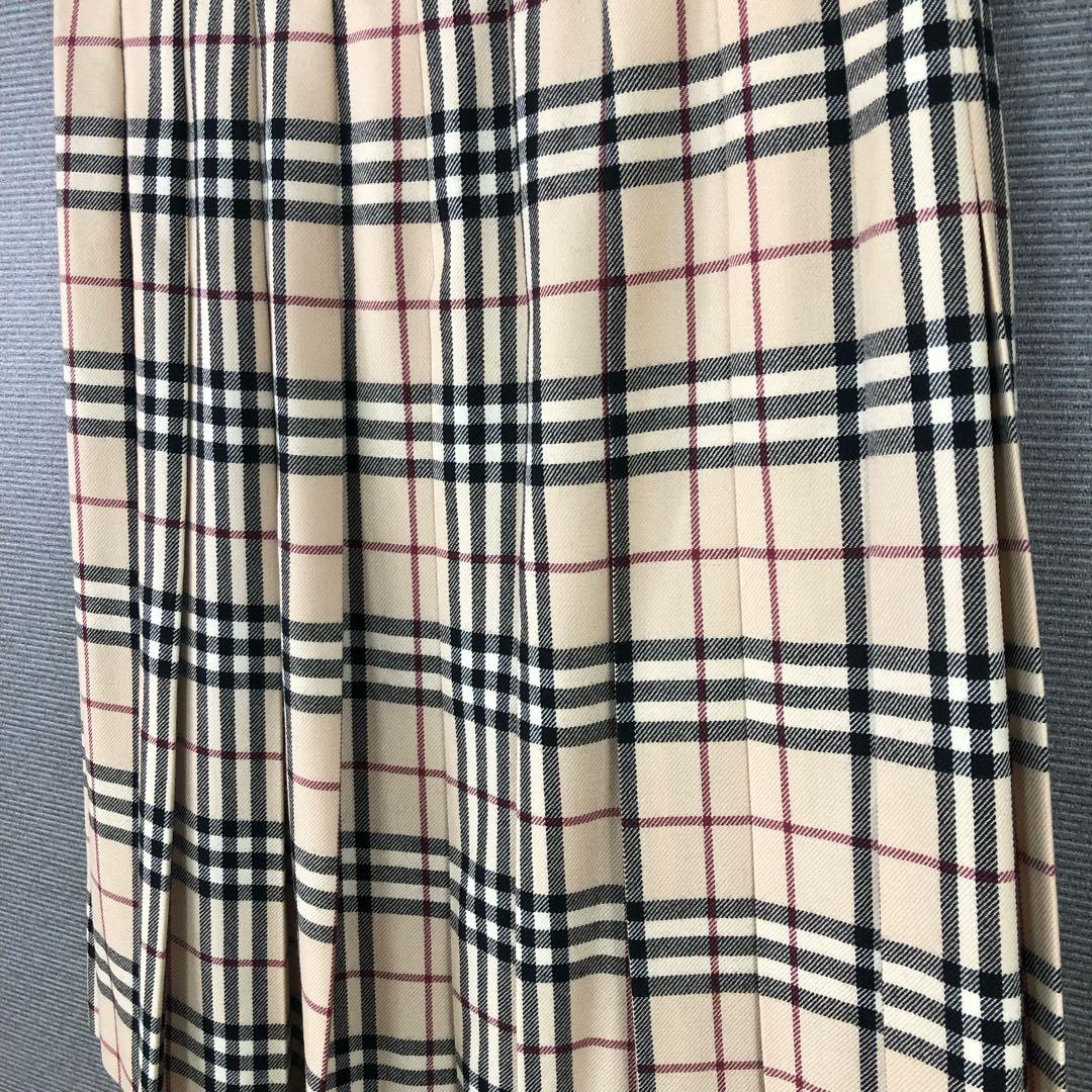 BURBERRY ウール ラップ プリーツ ひざ丈 スカート 38 ベージュ