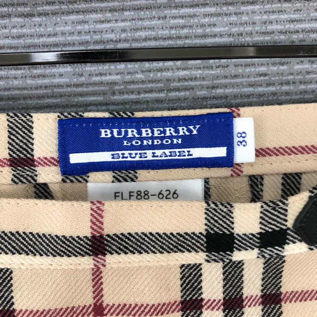 BURBERRY ウール ラップ プリーツ ひざ丈 スカート 38 ベージュ