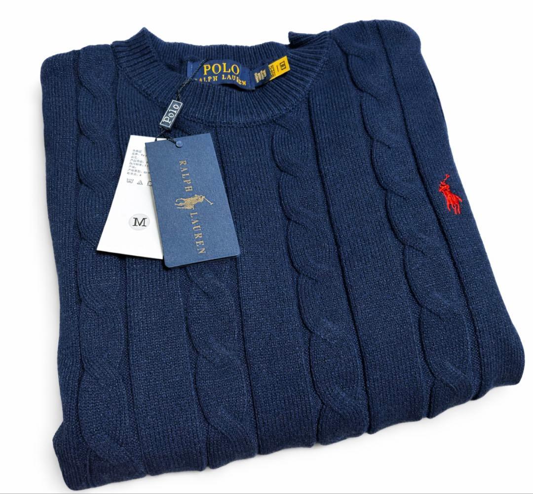 新品 POLO RALPH LAUREN ケーブルニット ネイビー レディースM