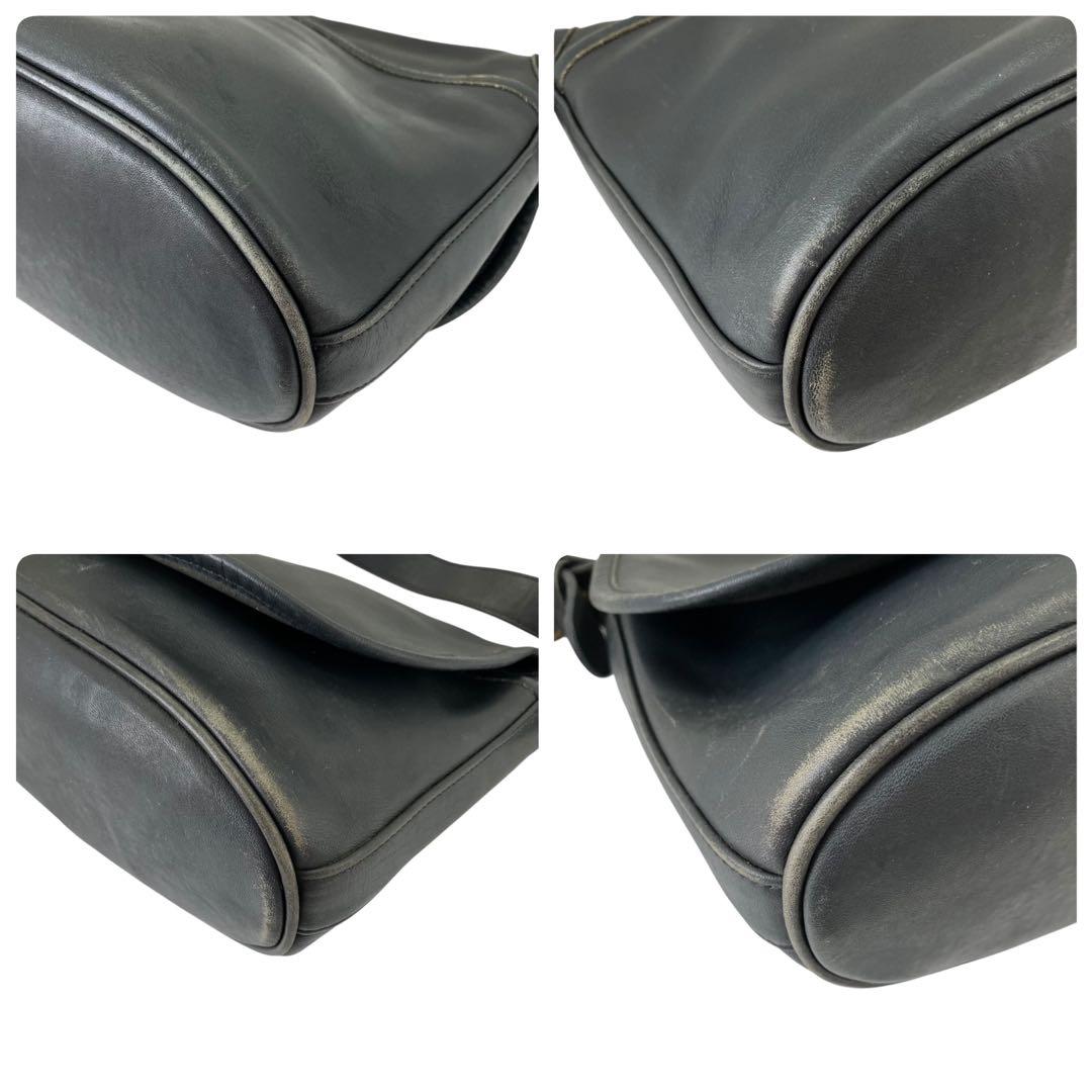 【希少】USA製 オールドコーチ レザーショルダーバッグ 黒 斜め掛け 男女兼用