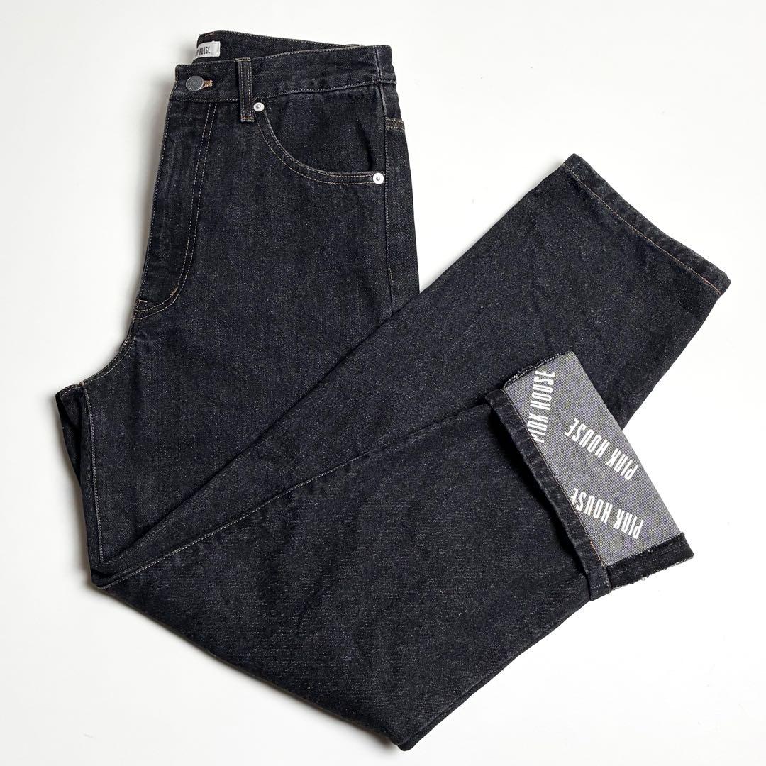 【極美品】ピンクハウス/ブラックデニム/裾裏ロゴプリント入り/パンツ/ナチュラル