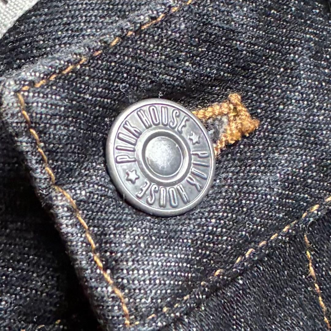 【極美品】ピンクハウス/ブラックデニム/裾裏ロゴプリント入り/パンツ/ナチュラル