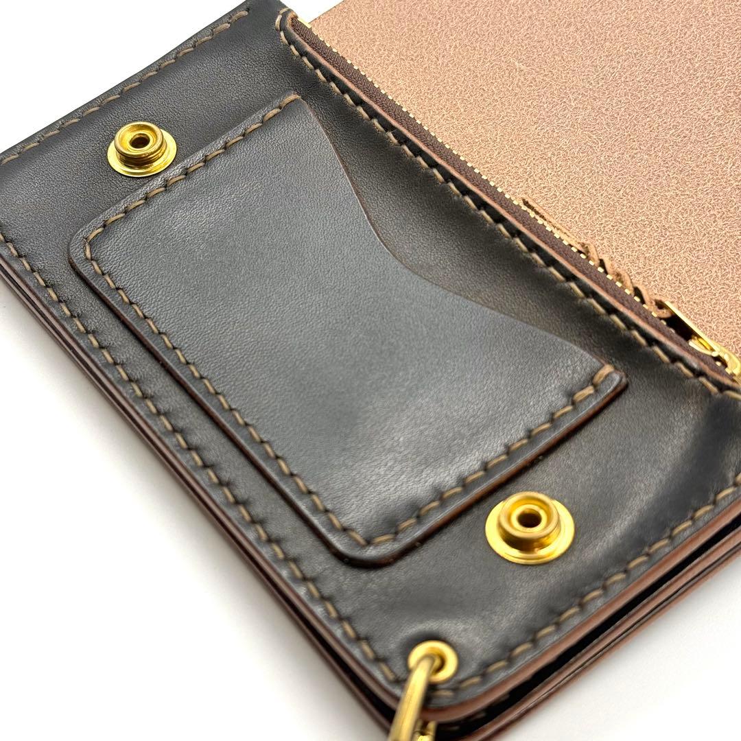 ミドルトラッカーウォレット(ブラック)サドルレザー　タロンジッパー　真鍮製