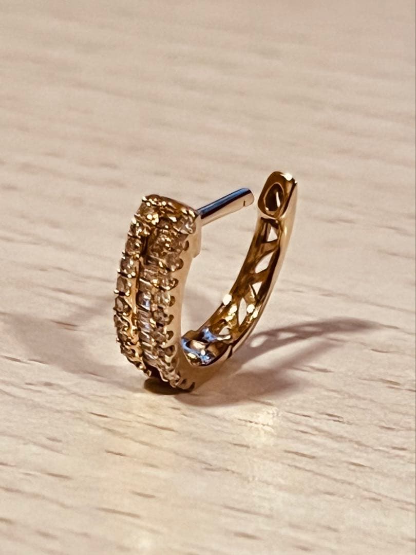 AVALANCHE 10K YG 天然ダイヤモンド フープピアス 12mm