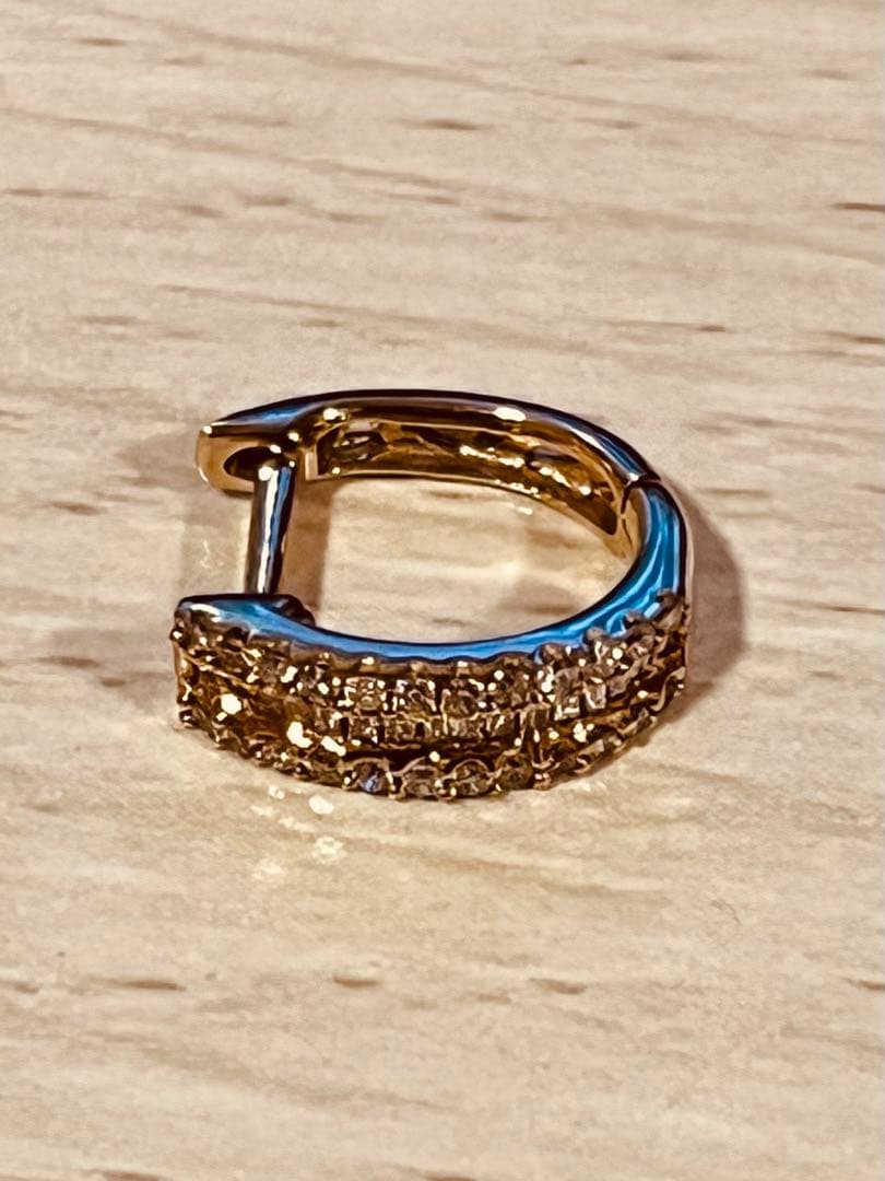 AVALANCHE 10K YG 天然ダイヤモンド フープピアス 12mm