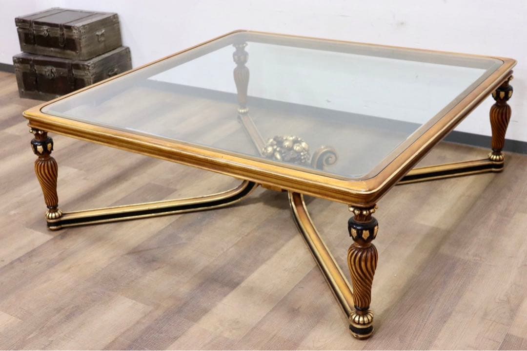 GMHH490○西洋 アンティーク リビングテーブル センターテーブル ガラス