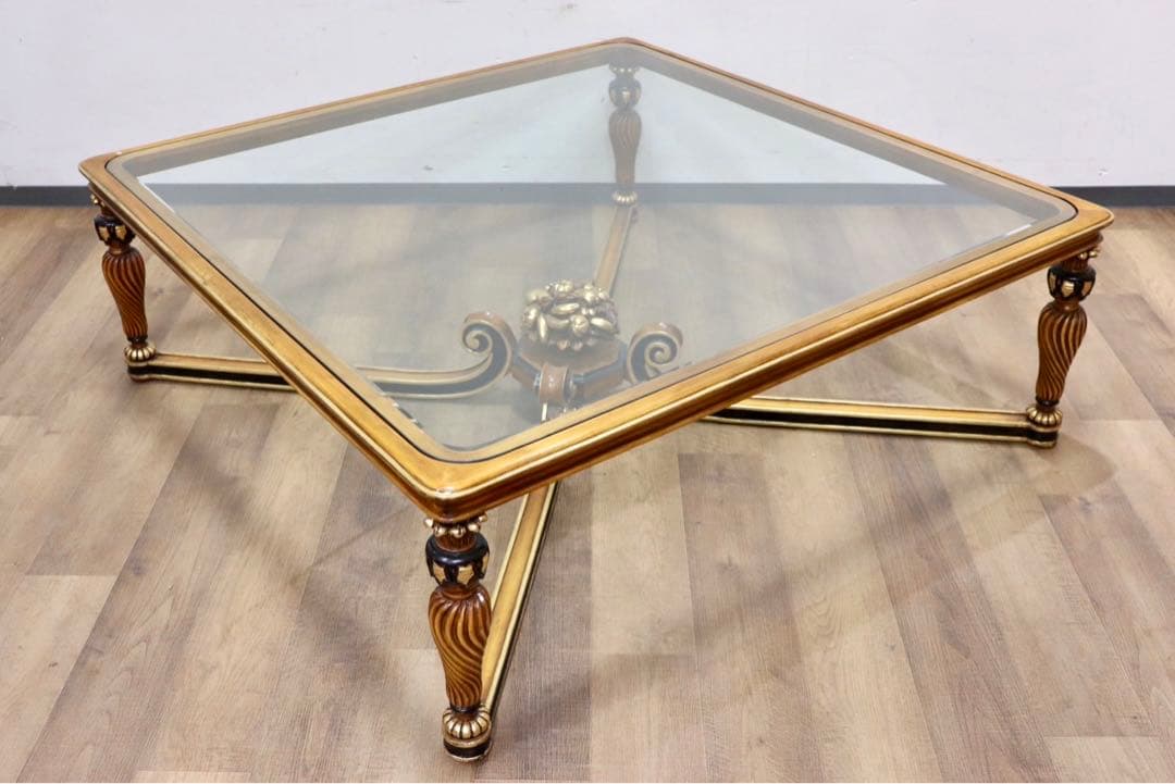 GMHH490○西洋 アンティーク リビングテーブル センターテーブル ガラス