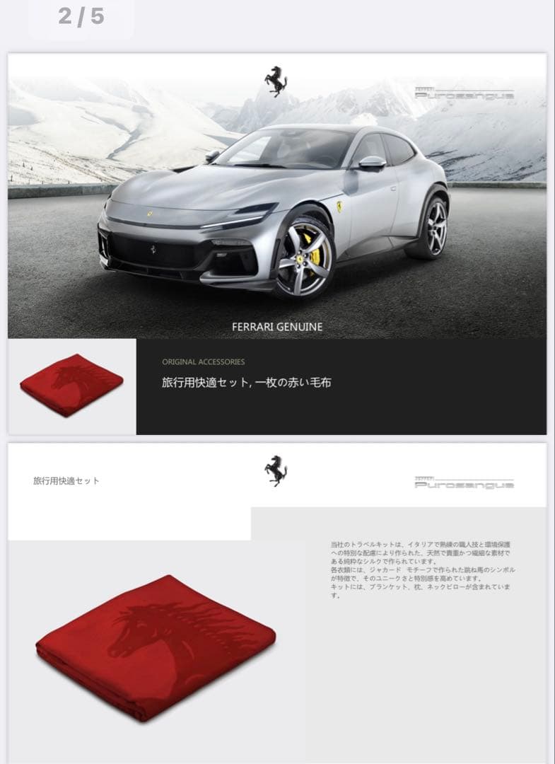 Ferrari プロサングエ　トラベルキット　フェラーリ　ブランケット