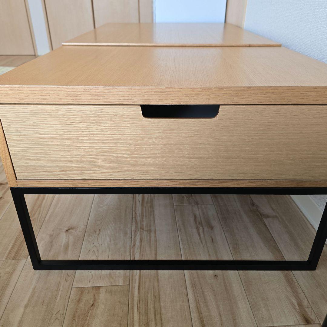 リフトアップテーブル 引き出し付き ライトブラウン　ニトリ　昇降式テーブル