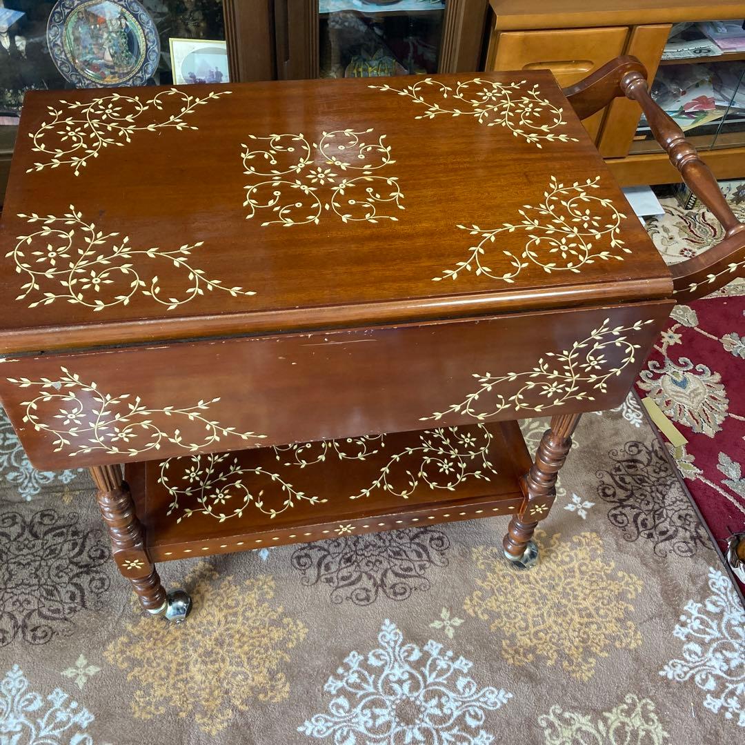 アンティーク 木製テーブル キャスター付き