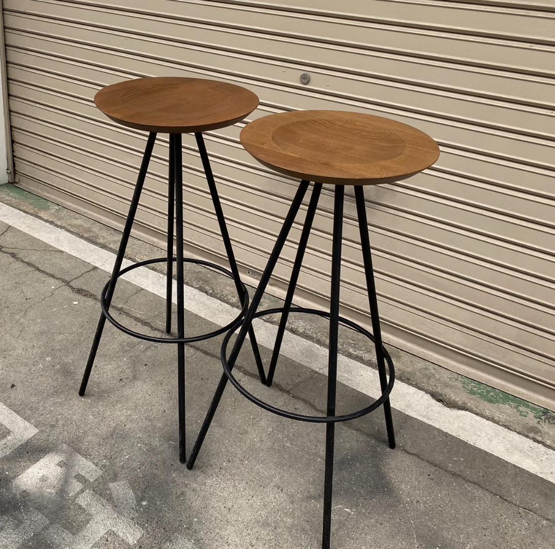 A374◆ADAL ハイスツール 2脚セット「北欧 モダン 無垢材」