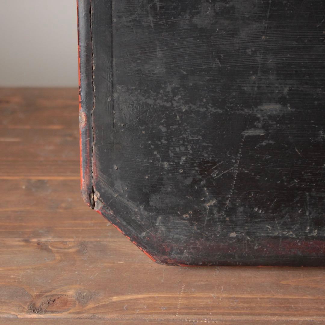 隅切 折敷 朱塗り盆 No.2 古美術 古道具 アンティーク 盆 折敷盆