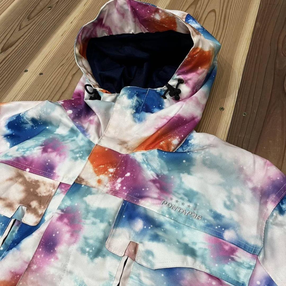 PONTAPES スノーボードウェア つなぎ スキーウェア 総柄 フード M