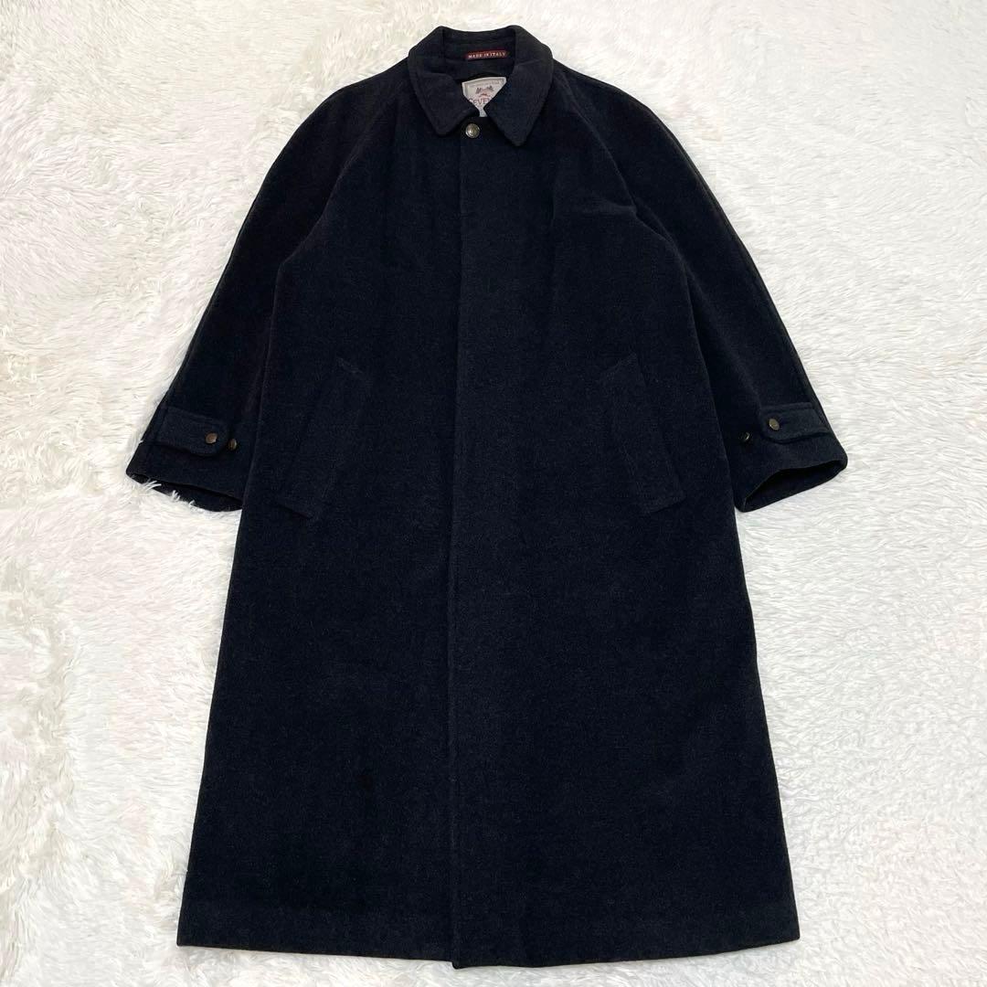 イタリア製 SEVENTY カシミヤ混 ステンカラーコート マキシ丈 金ボタン