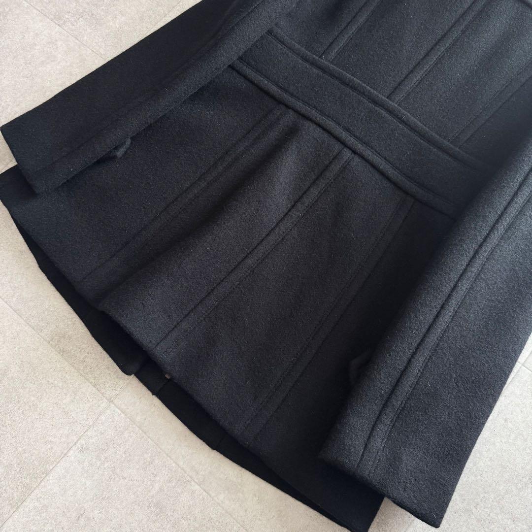 バーバリーブルーレーベル　コート　ノバチェック　2WAY　黒　40　カシミヤ混