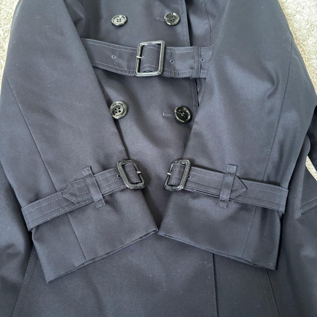 【タグ付き✨】バーバリーロンドン　トレンチコート　メガチェック　レザー　紺　40