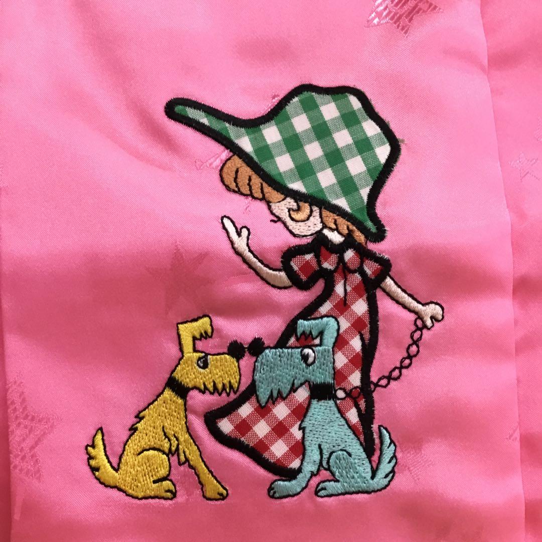 【新品長期保管品】七五三用ピンク着物 被布　巾着　セット　3歳　レトロ　派手